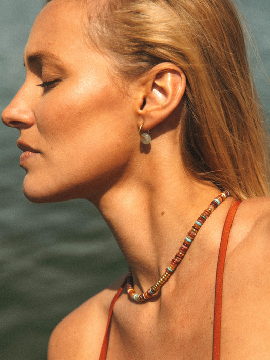 Collier California N°1 Socool, bijou fantaisie bohème en pierres naturelles fait main Arcachon