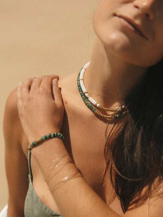 Collier California N°3 Socool, bijou fantaisie bohème en pierres naturelles fait main Arcachon