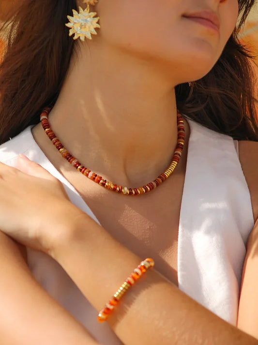 Collier California N°6 Socool, bijou fantaisie bohème en pierres naturelles fait main Arcachon