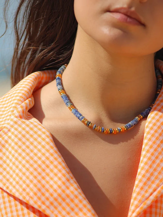 Collier California N°7 Socool, bijou fantaisie bohème en pierres naturelles fait main Arcachon