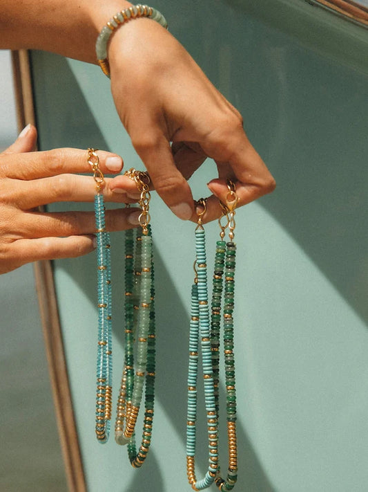 Collier California's N°11 Socool, bijou fantaisie bohème en pierres naturelles fait main Arcachon