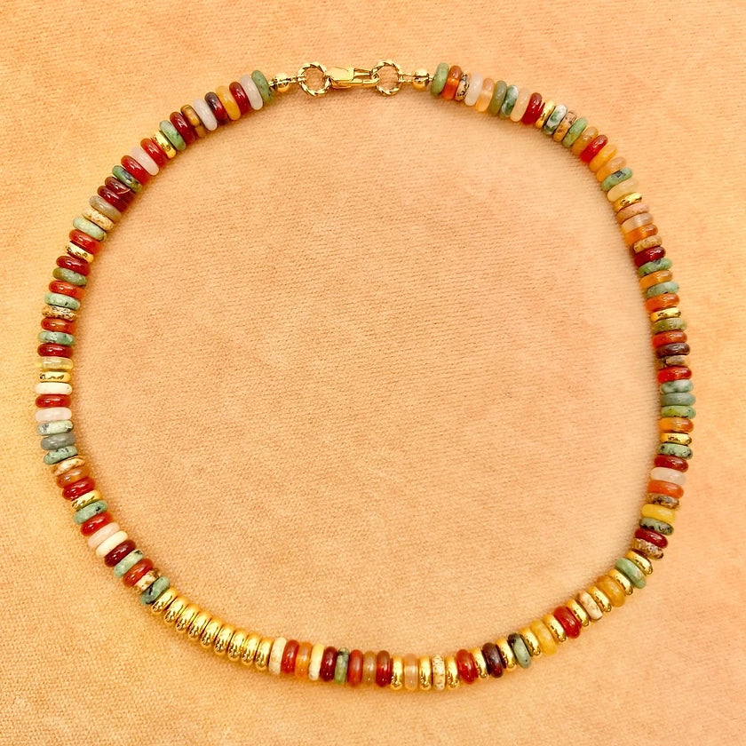 Collier California N°2 Socool, bijou fantaisie bohème en pierres naturelles fait main Arcachon