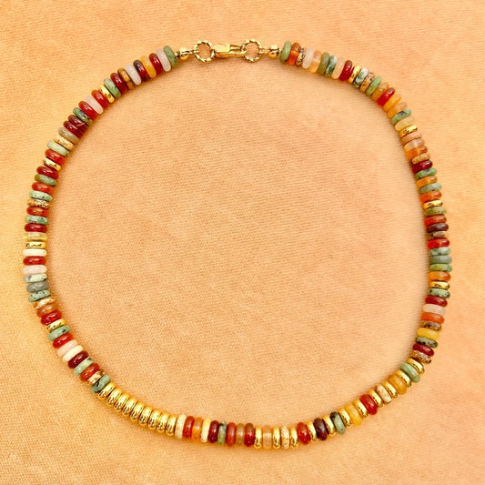 Collier California N°2 Socool, bijou fantaisie bohème en pierres naturelles fait main Arcachon