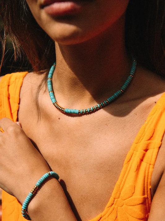 Collier California N°8 Socool, bijou fantaisie bohème en pierres naturelles fait main Arcachon