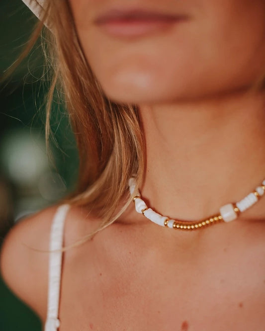 Collier Florida Socool, bijou fantaisie estival en nacre et coquillages fait main Arcachon
