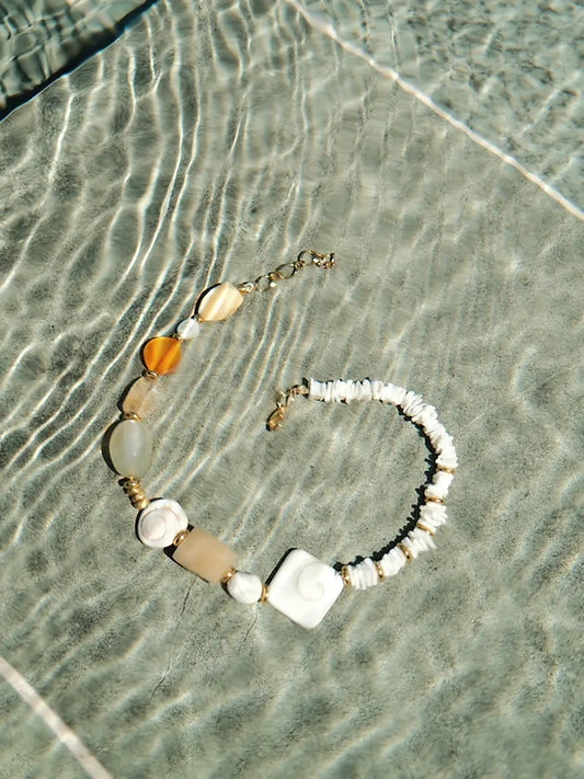 Collier Matala Socool, bijou fantaisie en coquillages et pierres naturelles fait main Arcachon