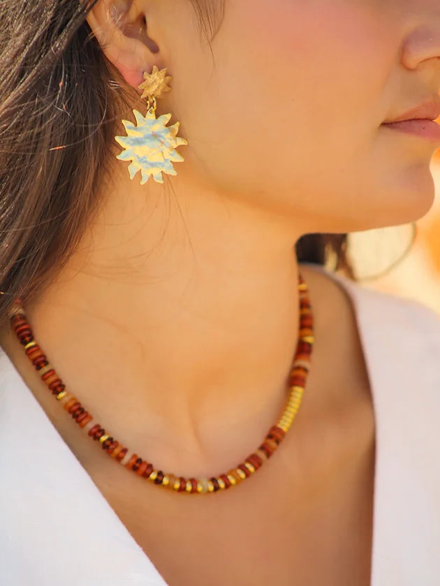 Collier California N°6 Socool, bijou fantaisie bohème en pierres naturelles fait main Arcachon
