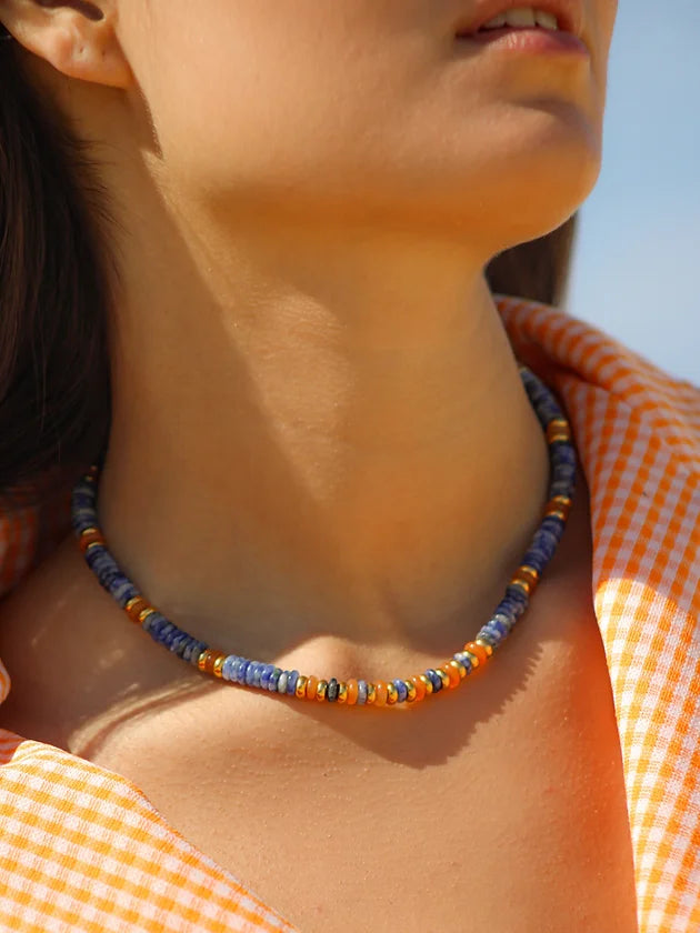 Collier California N°7 Socool, bijou fantaisie bohème en pierres naturelles fait main Arcachon