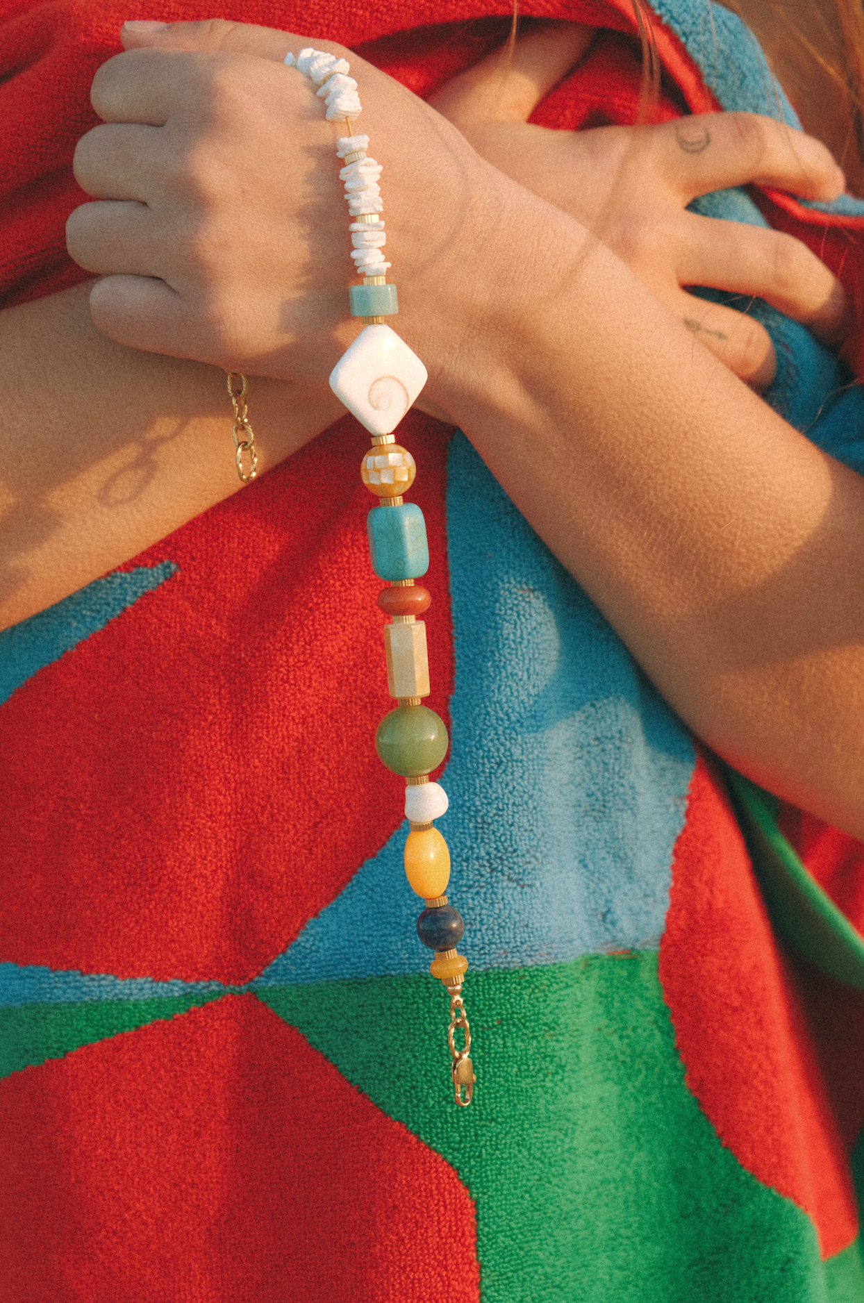 Collier Horizon Socool, bijou fantaisie bohème en coquillages et pierres vintage fait main Arcachon