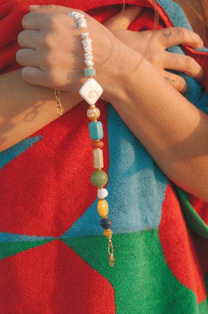 Collier Horizon Socool, bijou fantaisie bohème en coquillages et pierres vintage fait main Arcachon