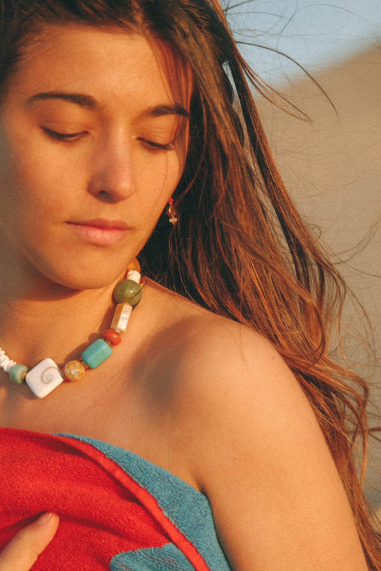 Collier Horizon Socool, bijou fantaisie bohème en coquillages et pierres vintage fait main Arcachon