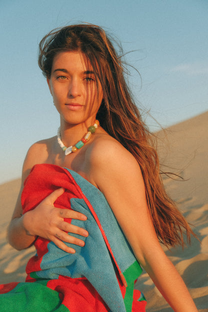 Collier Horizon Socool, bijou fantaisie bohème en coquillages et pierres vintage fait main Arcachon