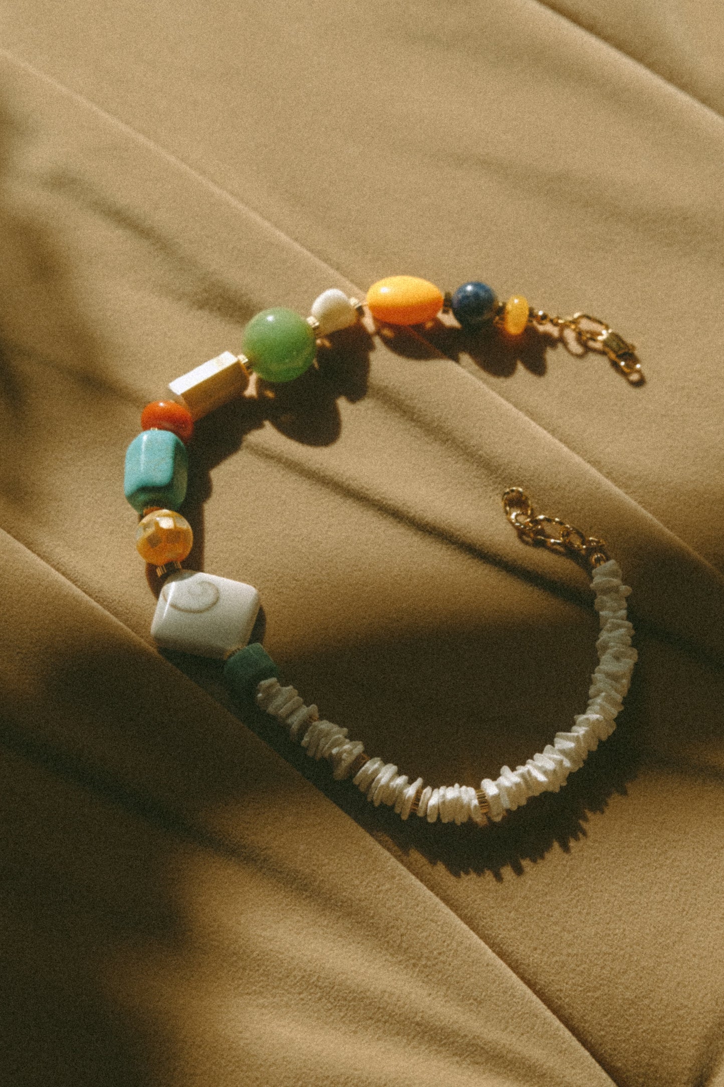 Collier Horizon Socool, bijou fantaisie bohème en coquillages et pierres vintage fait main Arcachon