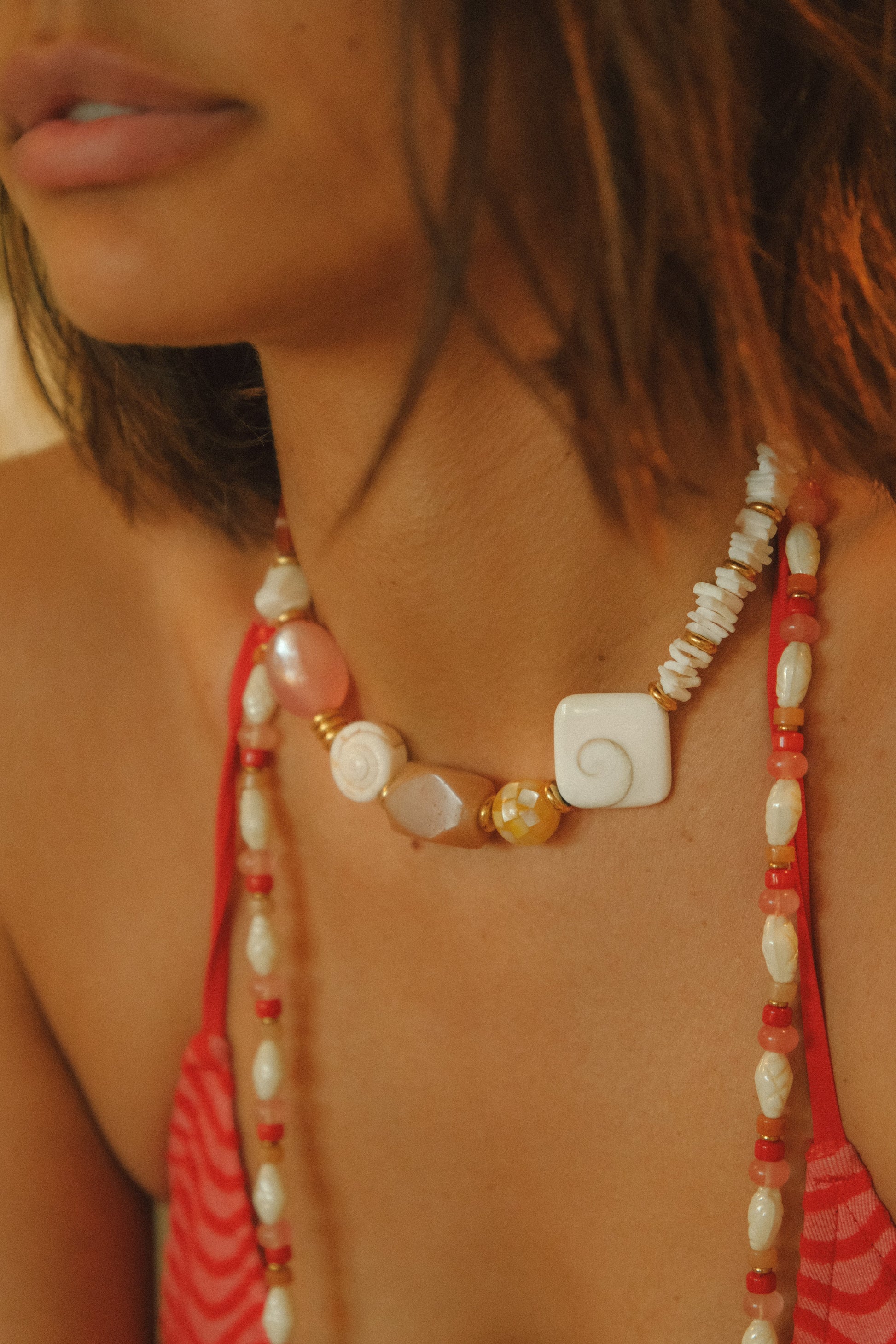 Collier Matala Socool, bijou fantaisie en coquillages et pierres naturelles fait main Arcachon