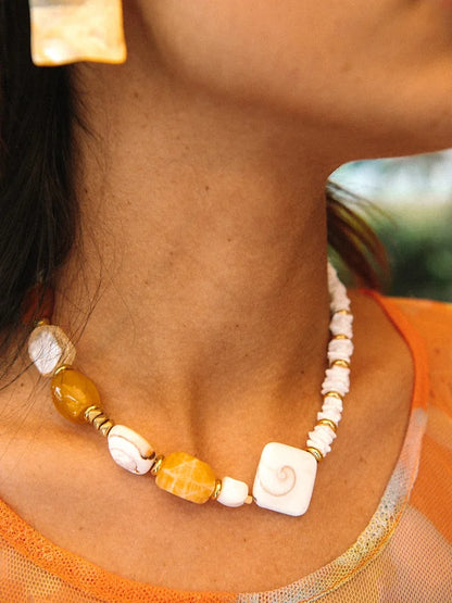 Collier Matala Socool, bijou fantaisie en coquillages et pierres naturelles fait main Arcachon